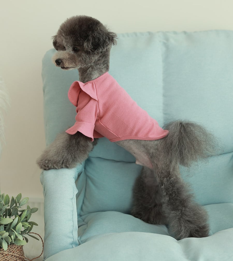 purina t-shirt S ~ XL 4color  /  犬服 秋冬 Tシャツ ブラウス 上品 可愛い ワンコ服 ストレッチ 犬の服 長袖 無地 ドッグウェア フリル シンプル ニット お揃い ハイネック 韓国ワンコ服 小型犬 中型犬