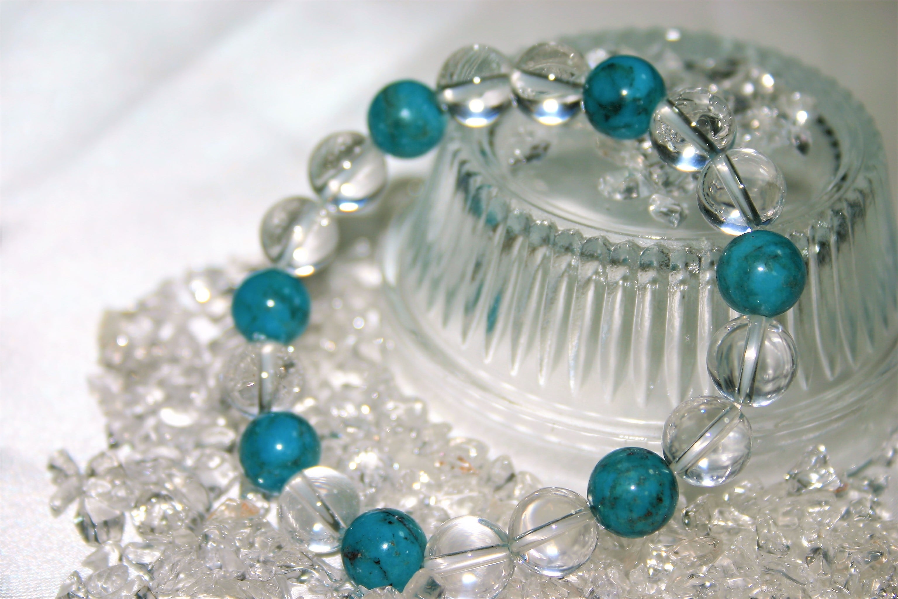 交通安全旅のお守り☆六眼天珠、ターコイズ☆天珠ブレスレット☆天然石