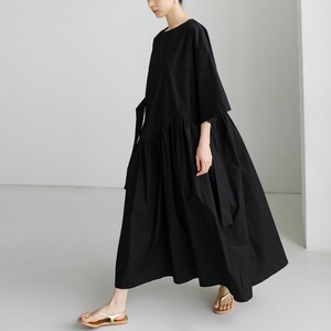 Ribbon Knot Simple Long Dress / リボン結び シンプル ロング ワンピース