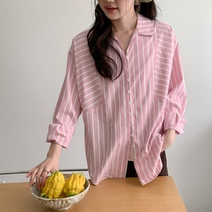 stripe panel over shirt　k-0241