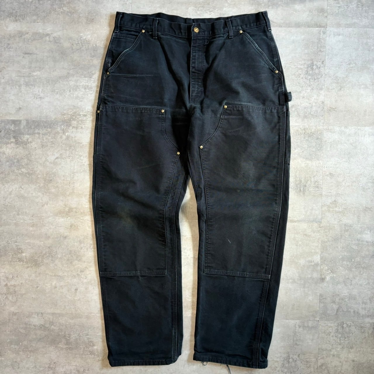 《実寸w36l30》Carhartt usa製 ダブルニー ブラック ペインターパンツ No.1345