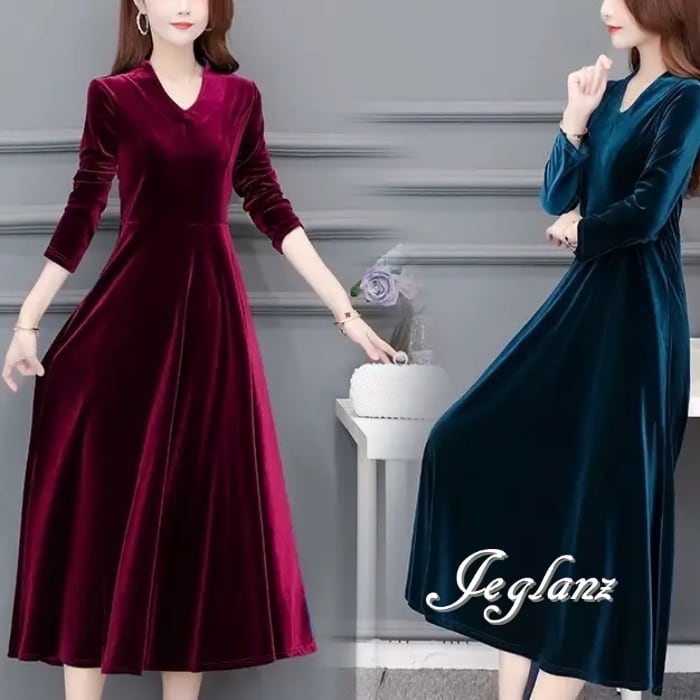 5色 ベロア調 ワンピース ドレス きれいめ シンプル派 光沢感(MB143)η