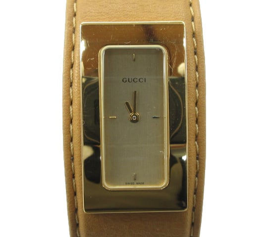 USED] GUCCI “グッチ” スクエア レザーバングル ブレスウォッチ