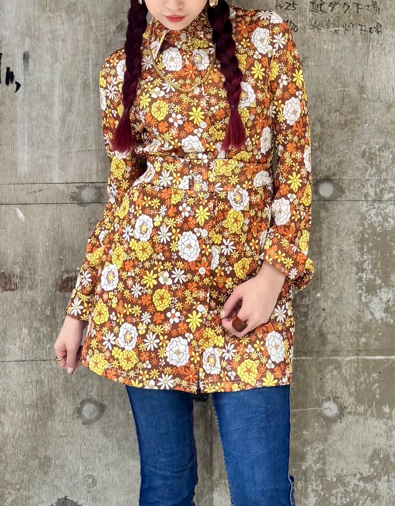 RERE　レトロ花柄シャツ