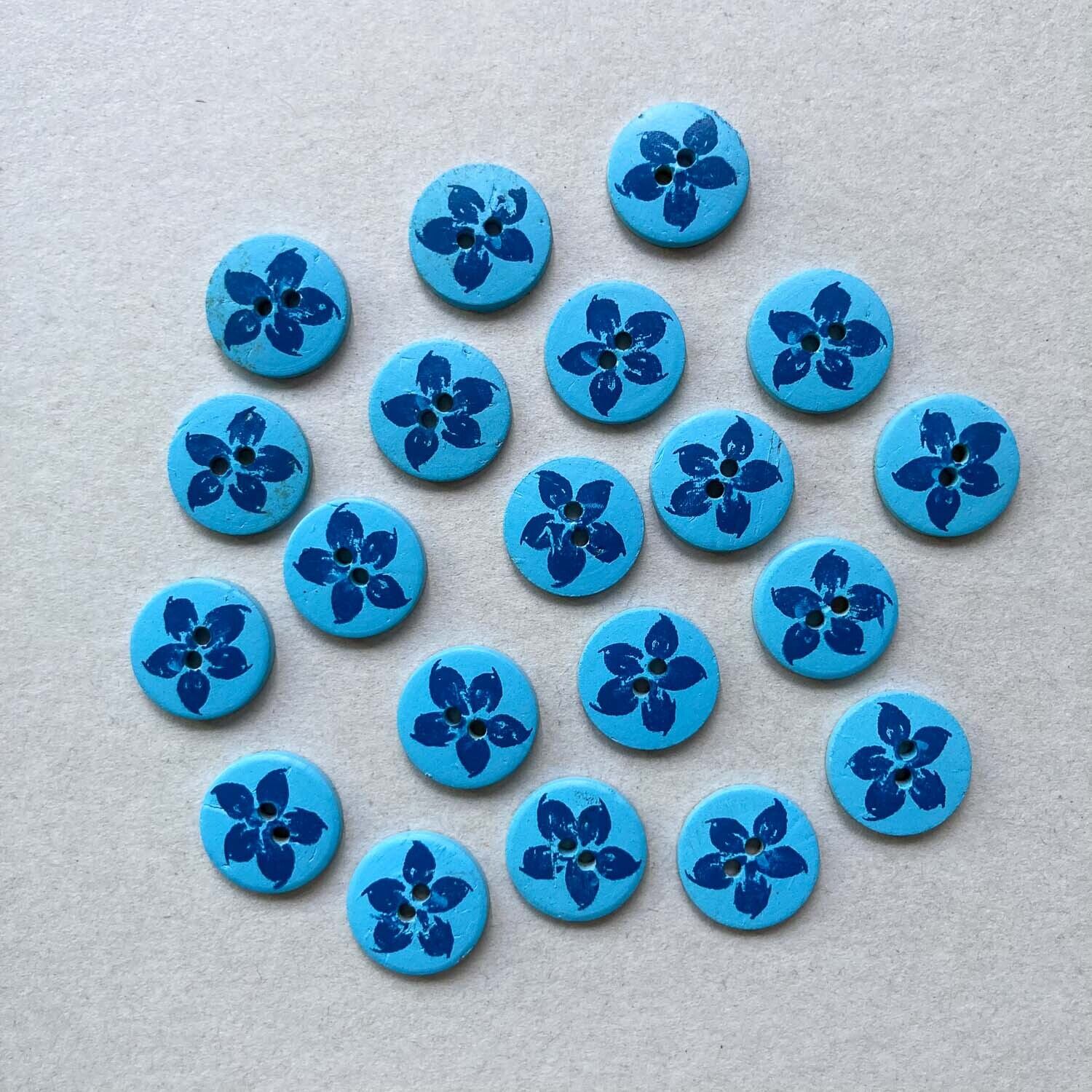 ココナツボタン フランジパニ青（15mm） | Dua-アクセサリーパーツショップ