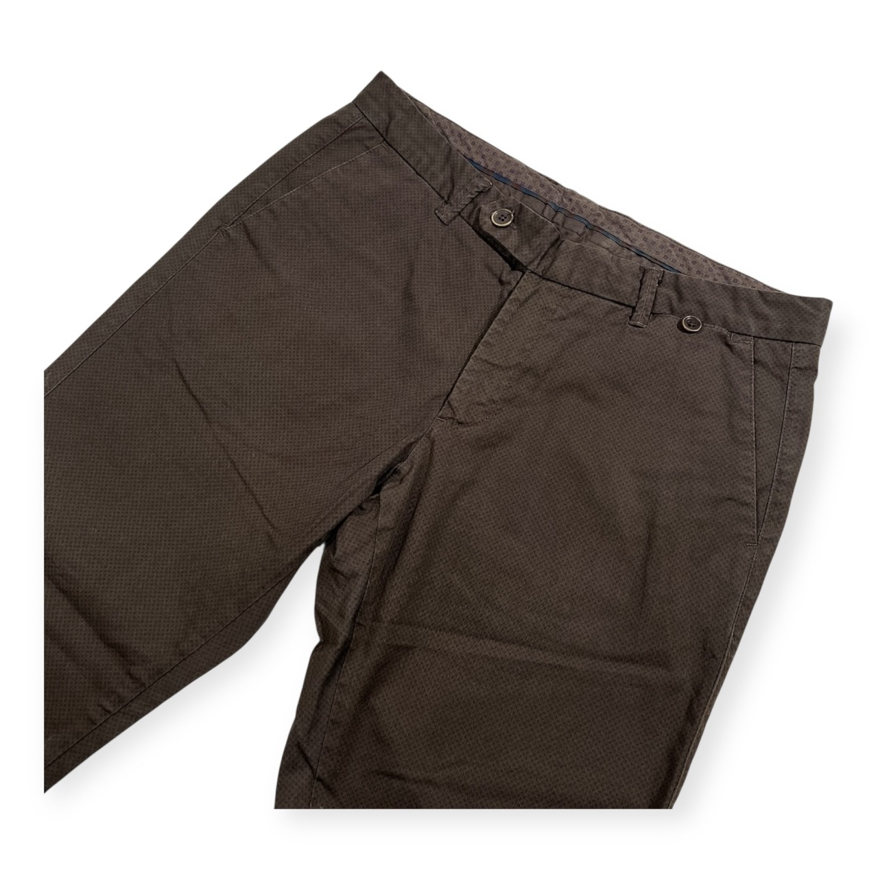 イタリア製 OFFERS オファーズ 総柄 コットン ストレッチ トラウザー パンツ ボトムス サイズ 50 /メンズ/ダークブラウン系