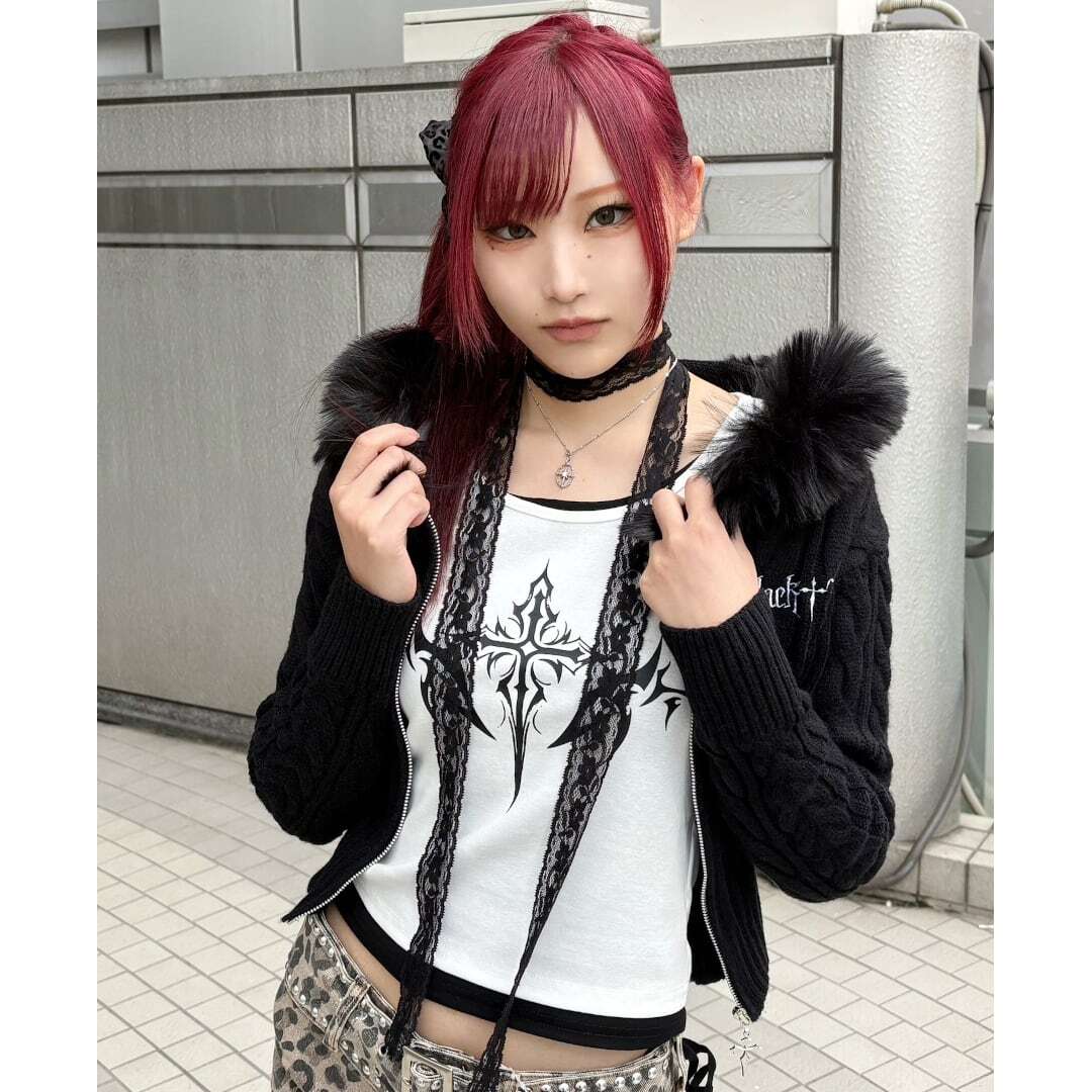2点セット】レースチョーカー付きロンT(クロスモチーフ