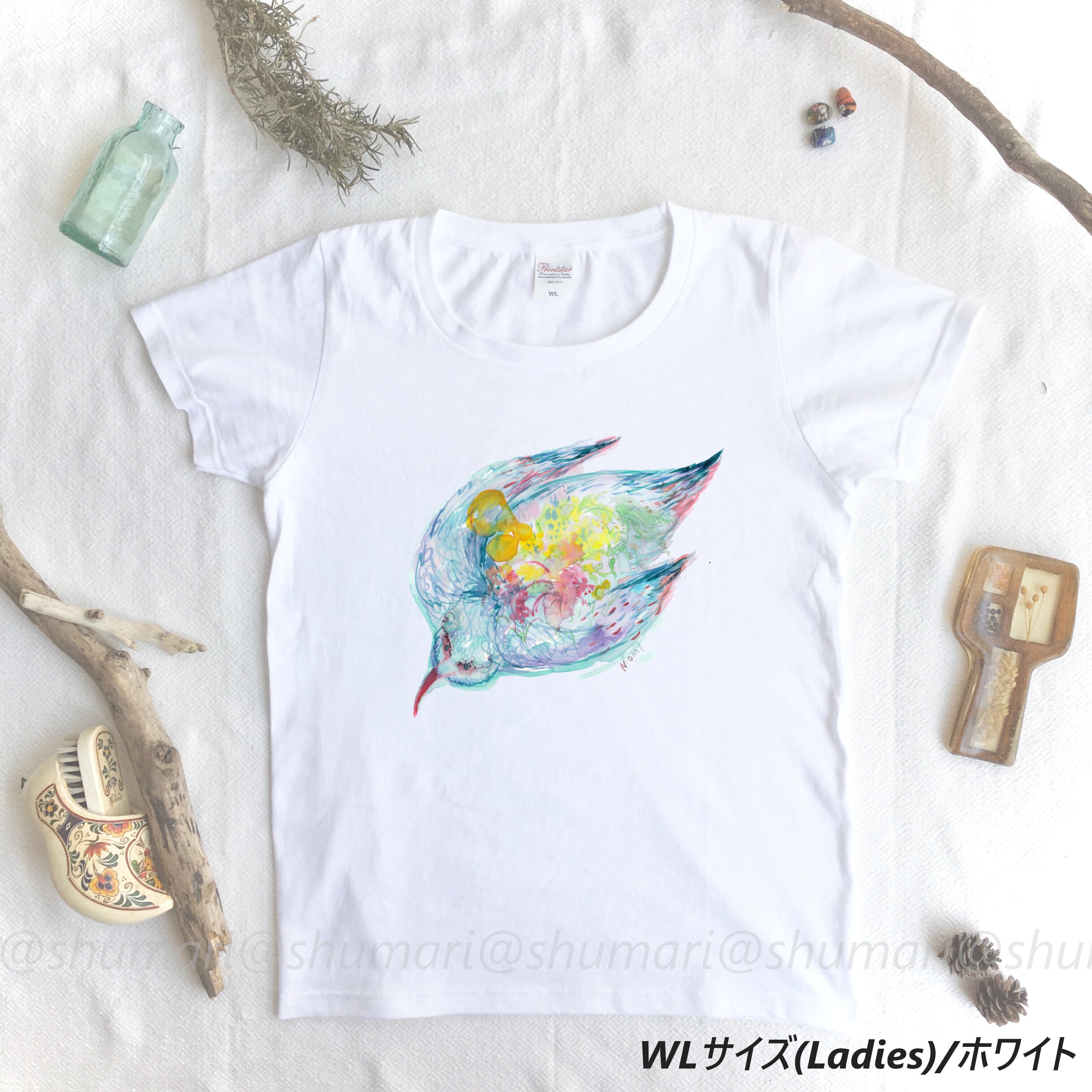 レッドレーベル　変形Tシャツ　額縁　鳥×花