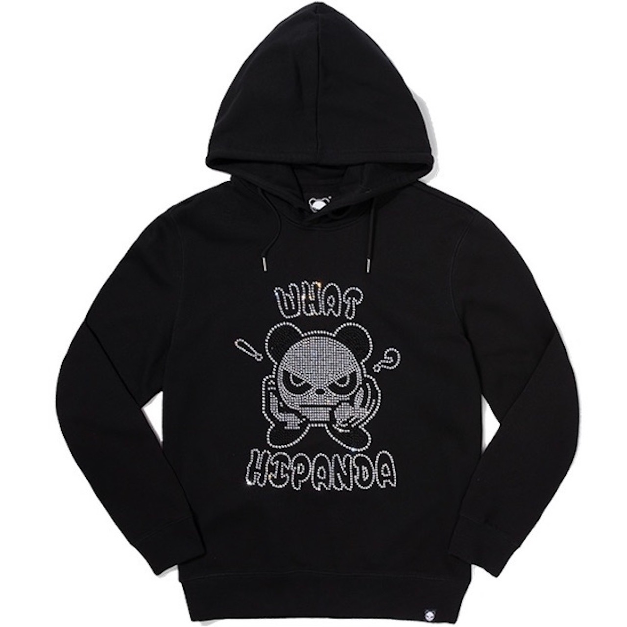 【HIPANDA ハイパンダ】メンズ ラインストーン フーディー スウェット MEN’S WHAT'S HIPANDA RHINESTONE SWEAT SHIRT / BLACK