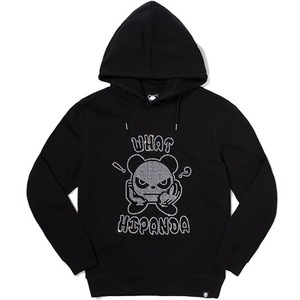 送料無料 【HIPANDA ハイパンダ】メンズ ラインストーン フーディー スウェット MEN’S WHAT'S HIPANDA RHINESTONE SWEAT SHIRT / BLACK