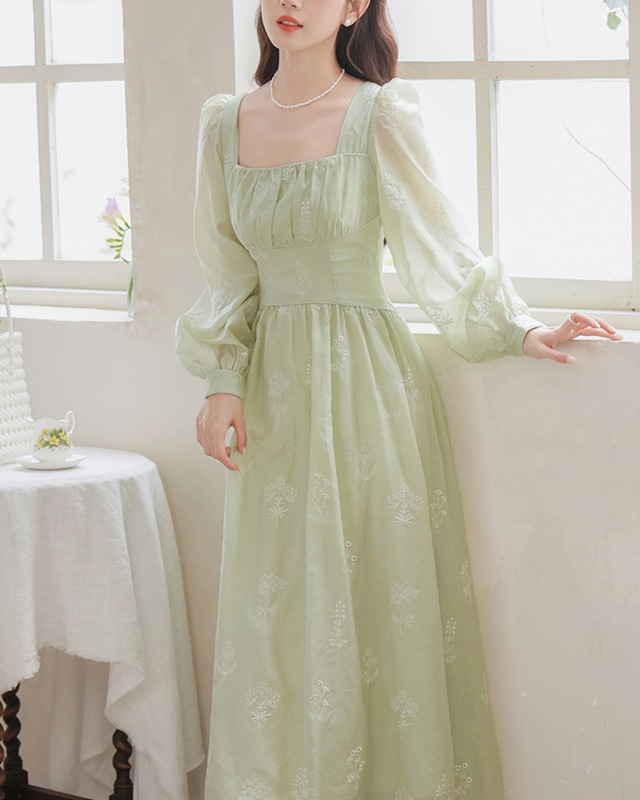 スクエアネックフレンチガーデンワンピース　2508554