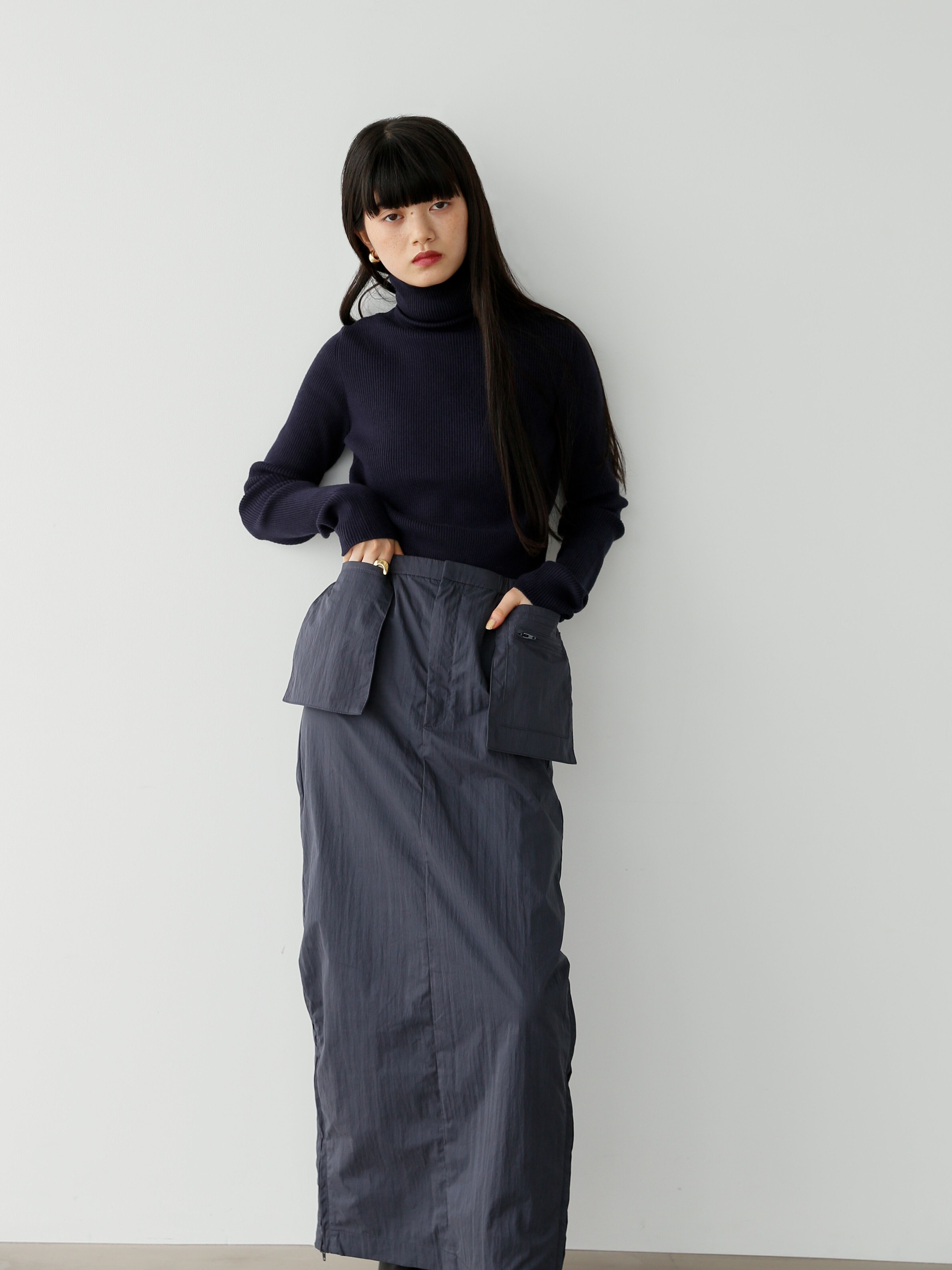 Wpocket cargo skirt（navy）