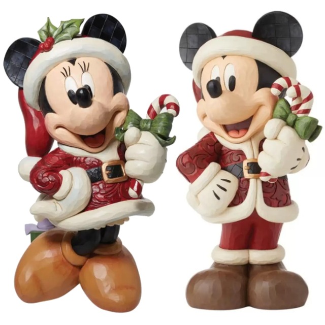 Jim Shoreジム ショア キャンディーケーンを持ったミッキー ミニー レジン置物 クリスマス Xmas ディズニー キャラクター 屋内屋外エクステリア玄関 コストコ