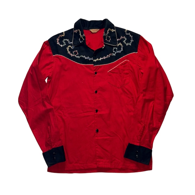 vintage 1950’s black × red embroidery rockabilly shirt