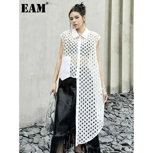 Mesh Long Asymmetry Blouse&Shirt【E0447】
