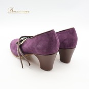 フラメンコ 衣装 シューズ 5サイズ ガジャルド gallardo パープル系 紫 茶 スエード スウェード 袋 ケース セット 釘 釘有り ヒール 靴 くつ ストラップ シンプル レッスン 練習 イベント ステージ 上品 かわいい ブラウン系