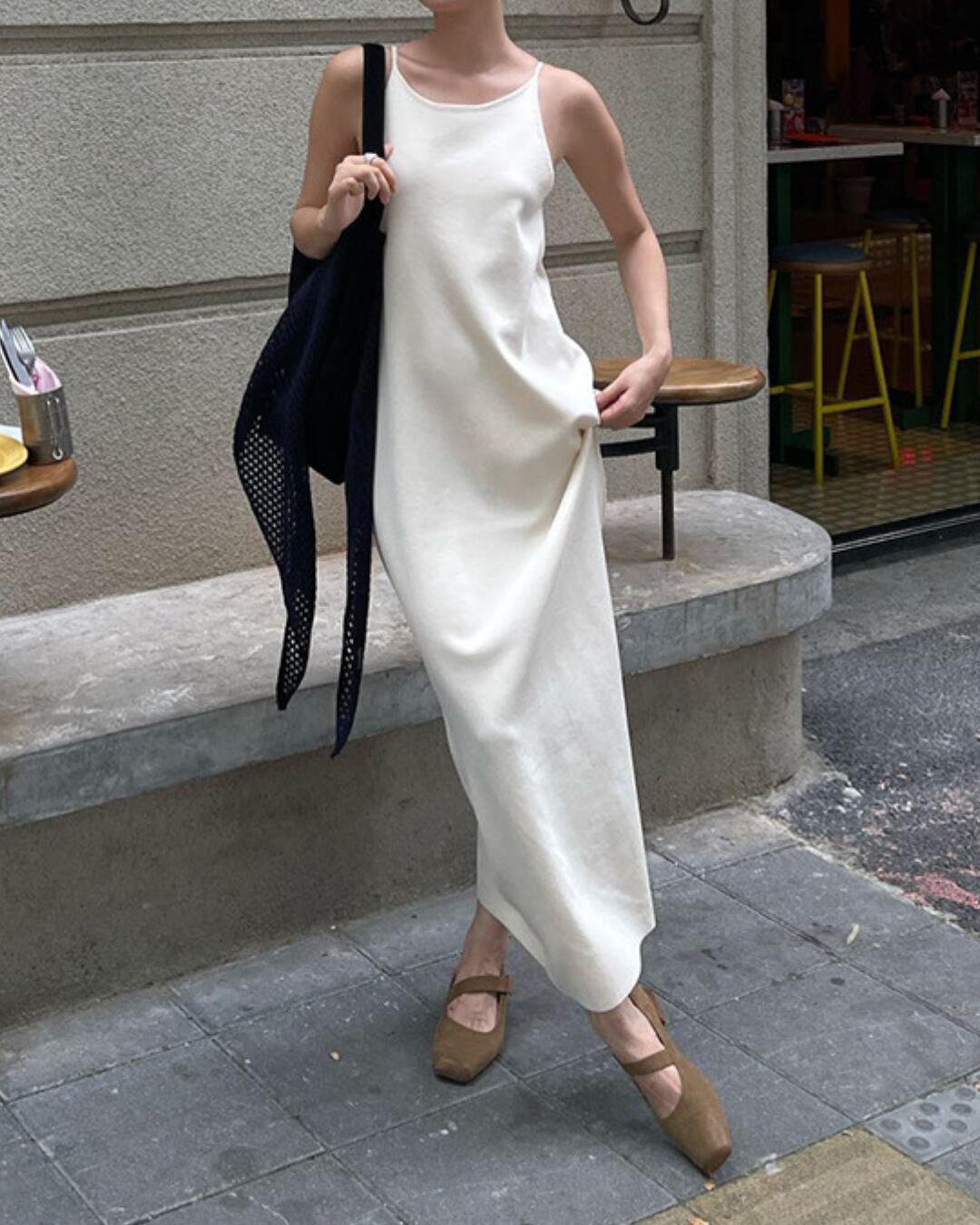 スリムニットキャミワンピース A25044