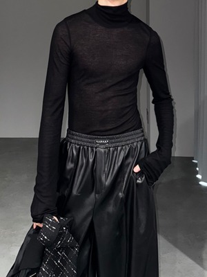 second skin knit tops / black