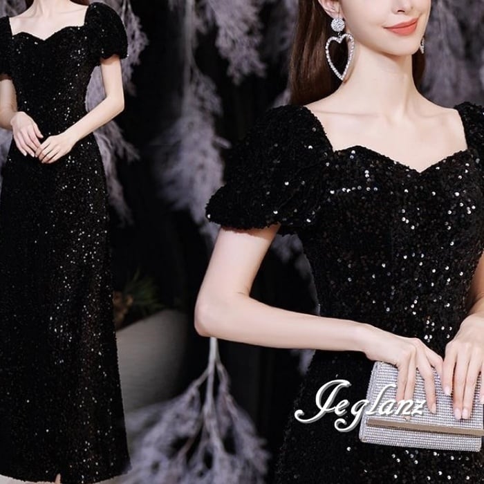 華やか パーティ イブニングドレス スパンコール 光沢感 ♪ (M8928)ζ