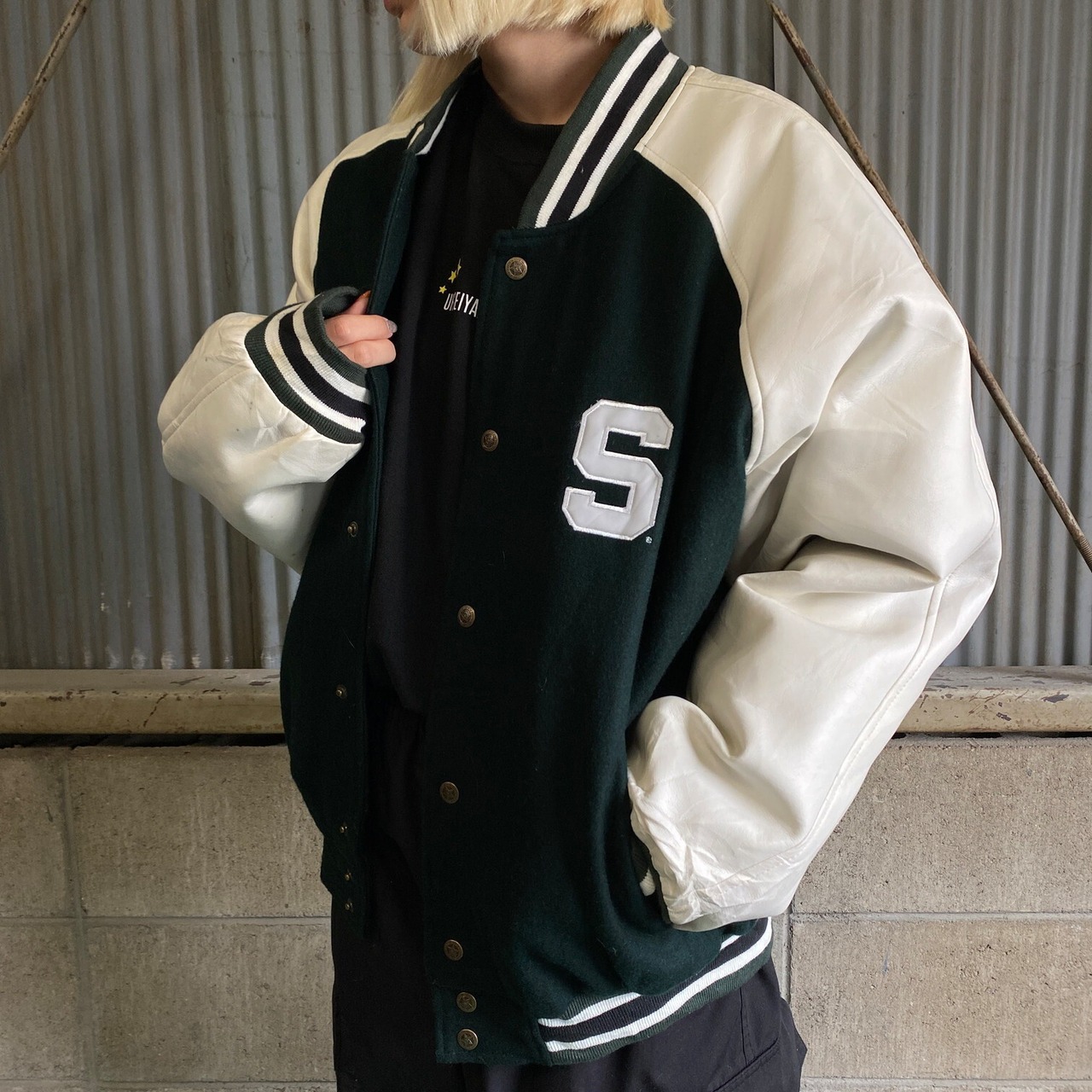 STEVE＆BARRYS カレッジチームロゴ ウール スタジャン メンズM 古着 