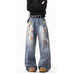 Unisex Paint-Stained Loose Fit Jeans (NC466)
