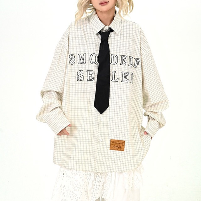 windowpane tie shirt　ウィンドウペンネクタイシャツ　J1333