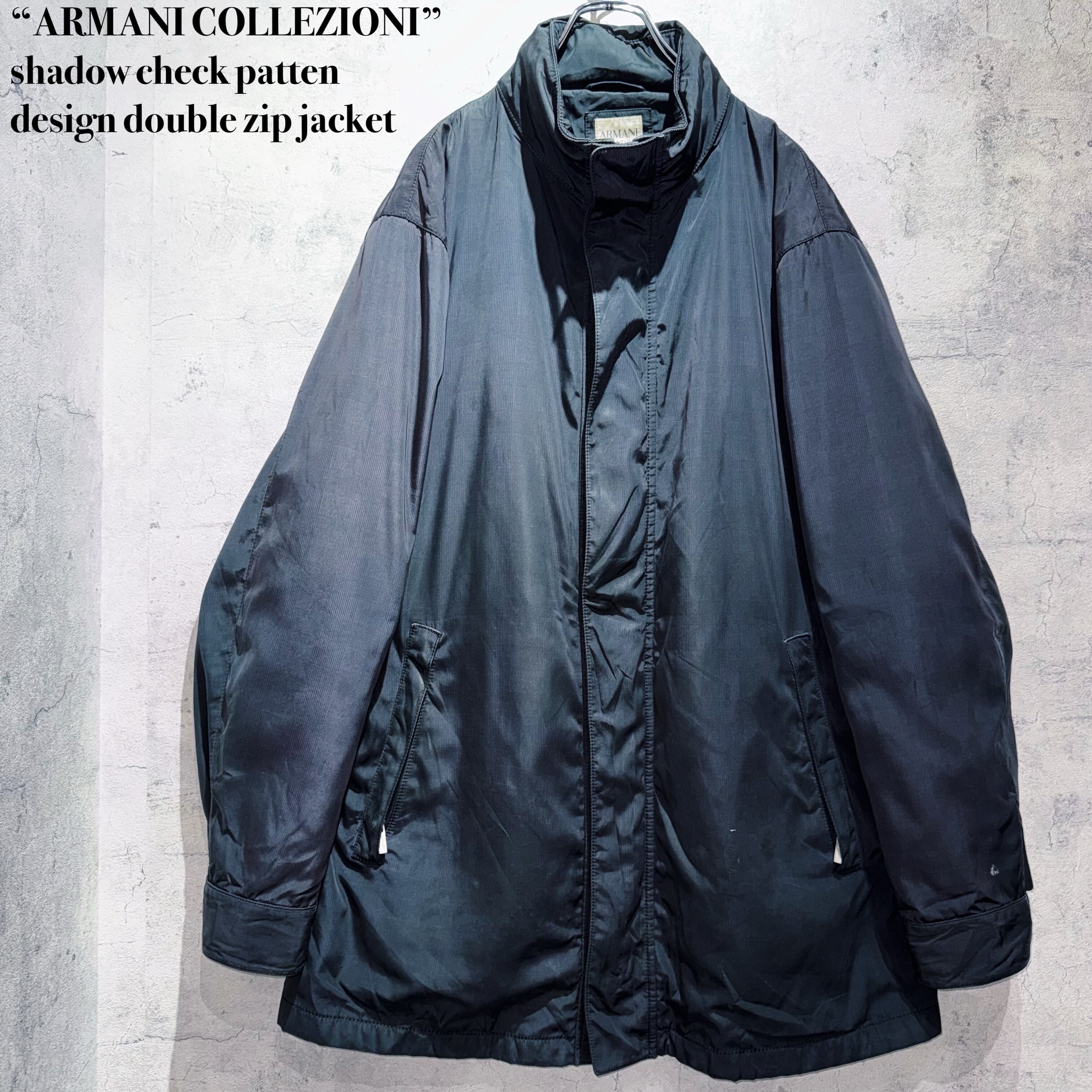 “ARMANI COLLEZIONI”shadow check patten design double zip jacket