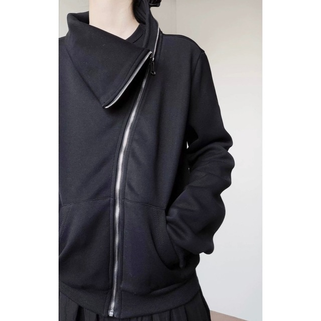 Asymmetric high neck zip jacket C1642