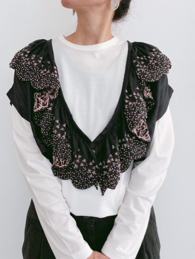BUNON / khadi silk aurora embroidery frill gillet