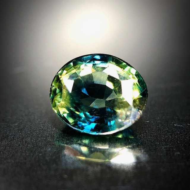 美しく溶け合う黄翠蒼 1.2ct UP 希少石 天然 バイカラーサファイア