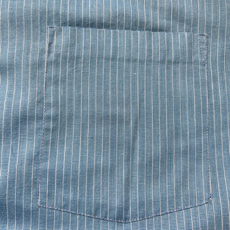 60's~70's BRENT ブレント ストライプBDシャツ 3点留め 半袖 ブルー