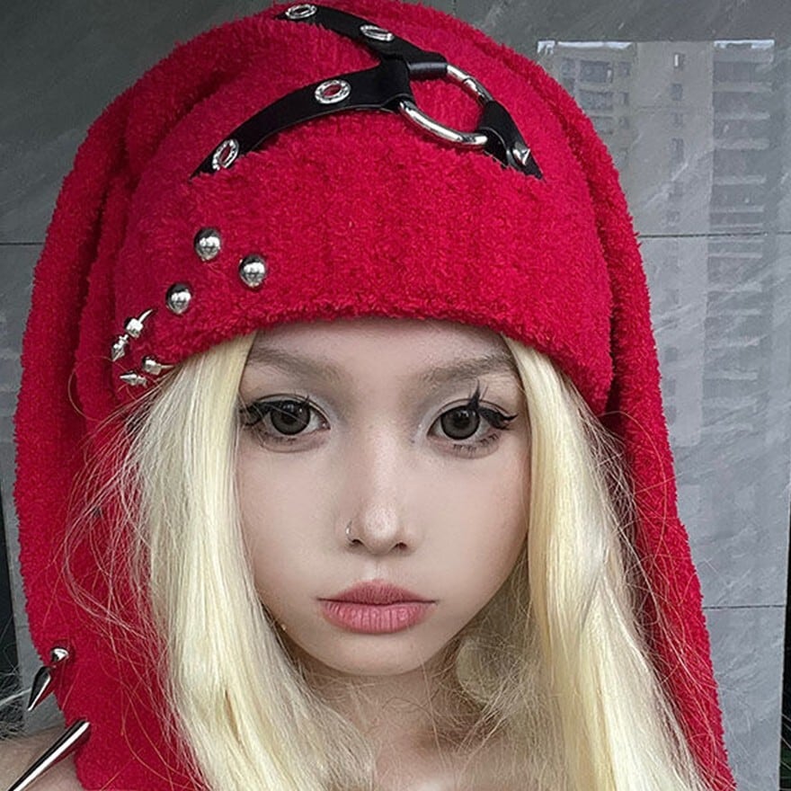 地雷系 うさ耳 ニット帽 パンク 推し活 ライブ 参戦服コーデ