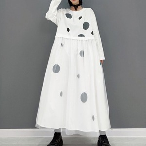 Dot Mesh Patchwork Dress / ドット メッシュ パッチワーク ワンピース