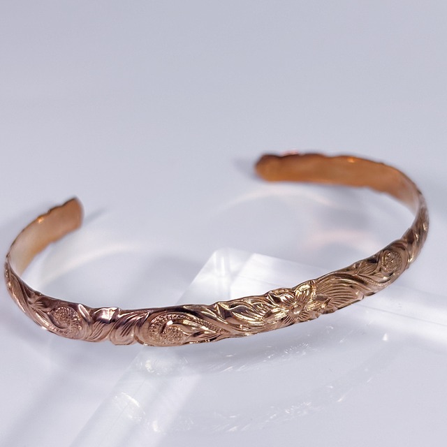 Classic Hawaiian Bangle -lucky plumeria / Pink Gold-