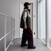 【受注予約:10月上旬入荷予定】ピーチボア切替中綿vest/カーキ