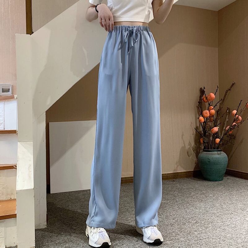 ウェストパンツ レディースサマー薄手ルーズカジュアル 夏物 シルク スーパーモール7862391350