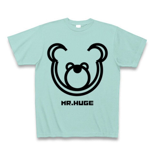 MR.HUGE DOUBLE LINE BEAR（ダブル　ライン　ベア）PRINTED Tシャツ　アクア×ブラック