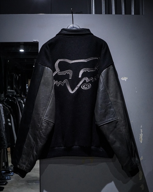 【add (C) vintage】“FOX RACING” Wool × Leather Logo Embroidery Vintage Varsity Jacket