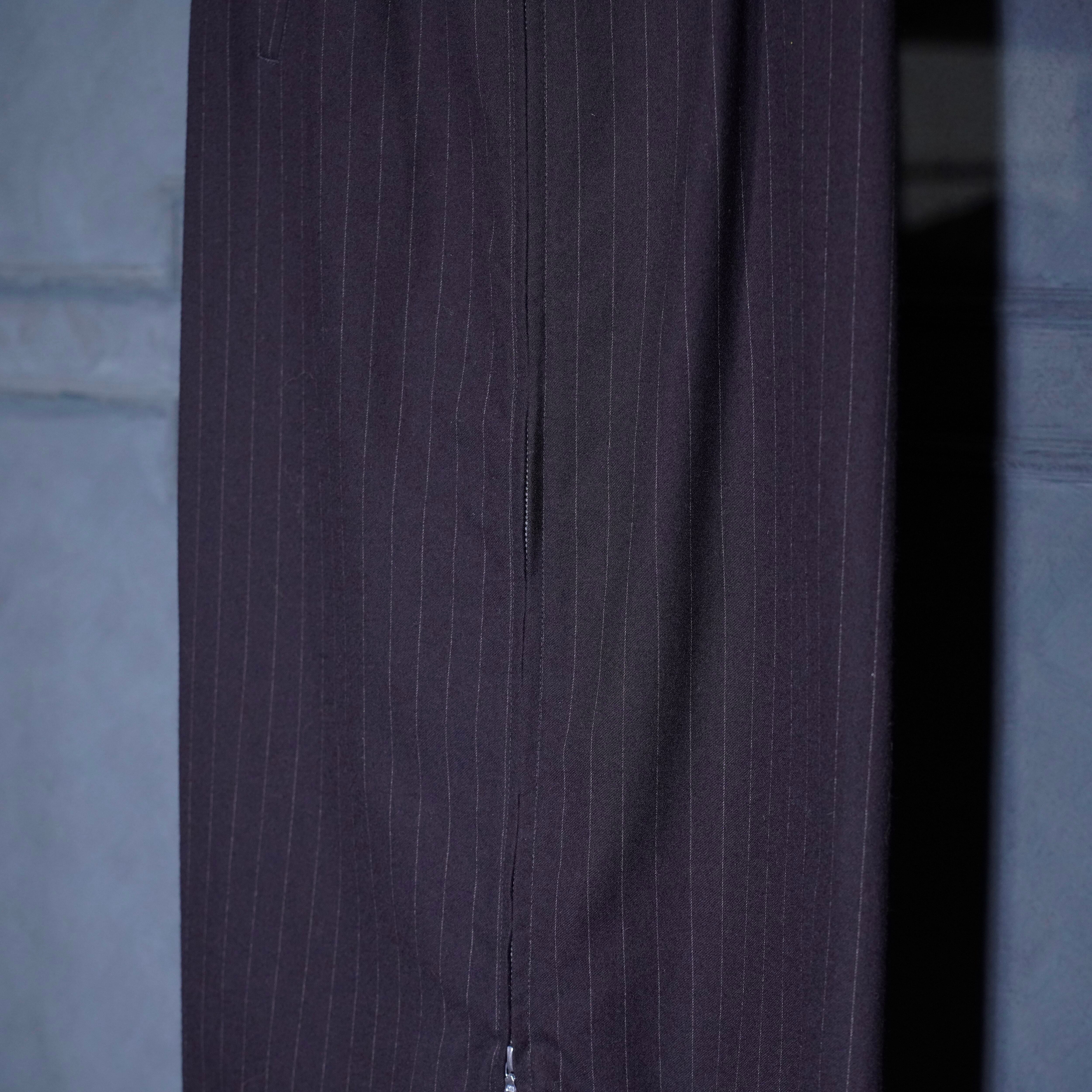 【24SS】Y's ヨウジヤマモト ロングスカート ドット柄 ティアード 切替 Y's YOHJIYAMAMOTO STRIPE PATTERNED WOOL LONG SKIRT/ワイズヨウジ
