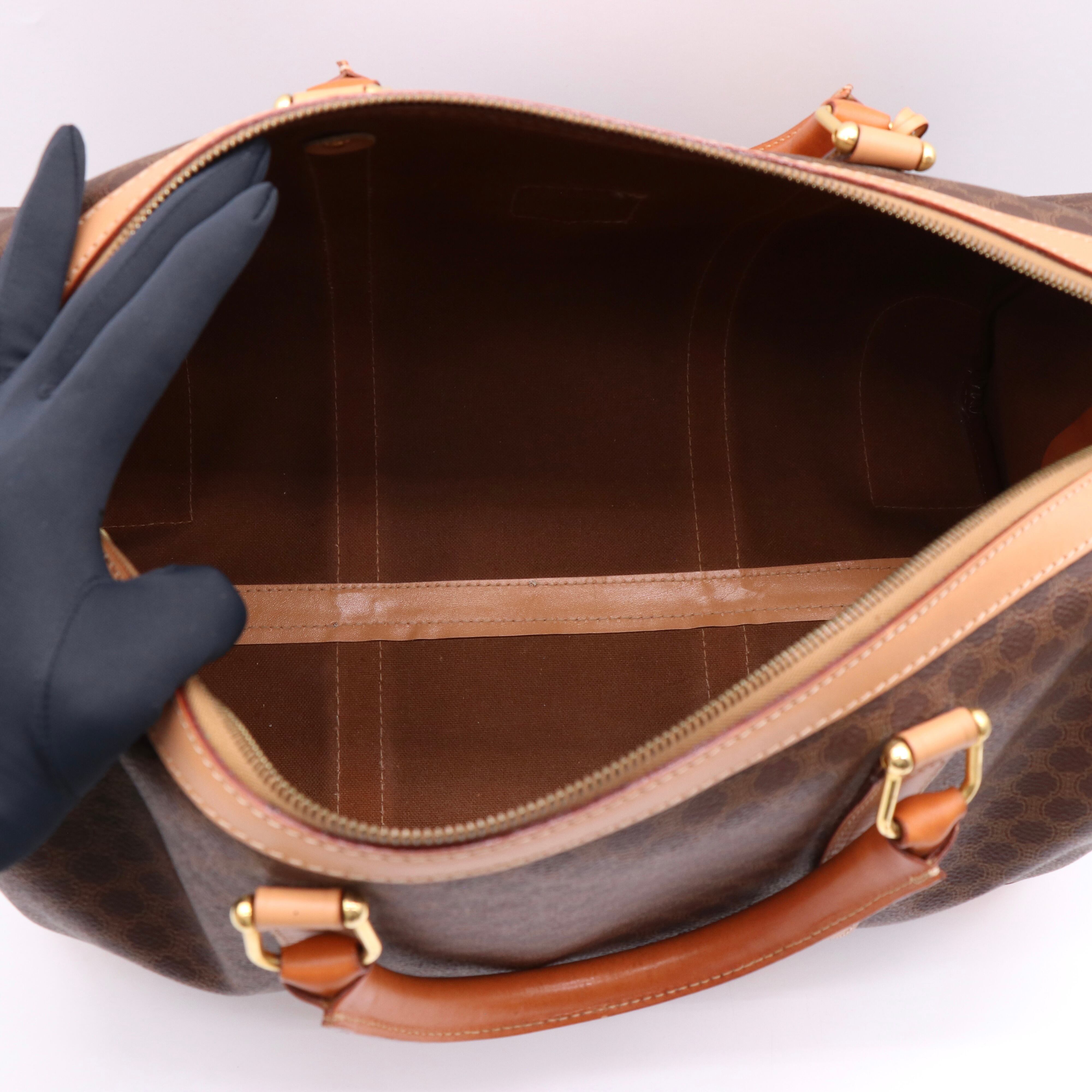 CELINE セリーヌ マカダム ハンドバッグ ボストンバッグ pvc レザー