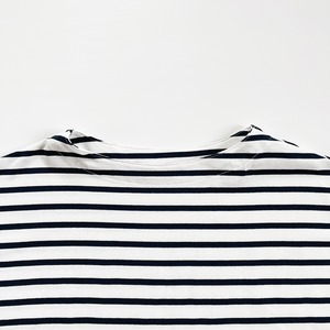 Border boat neck dress (off-white×navy)