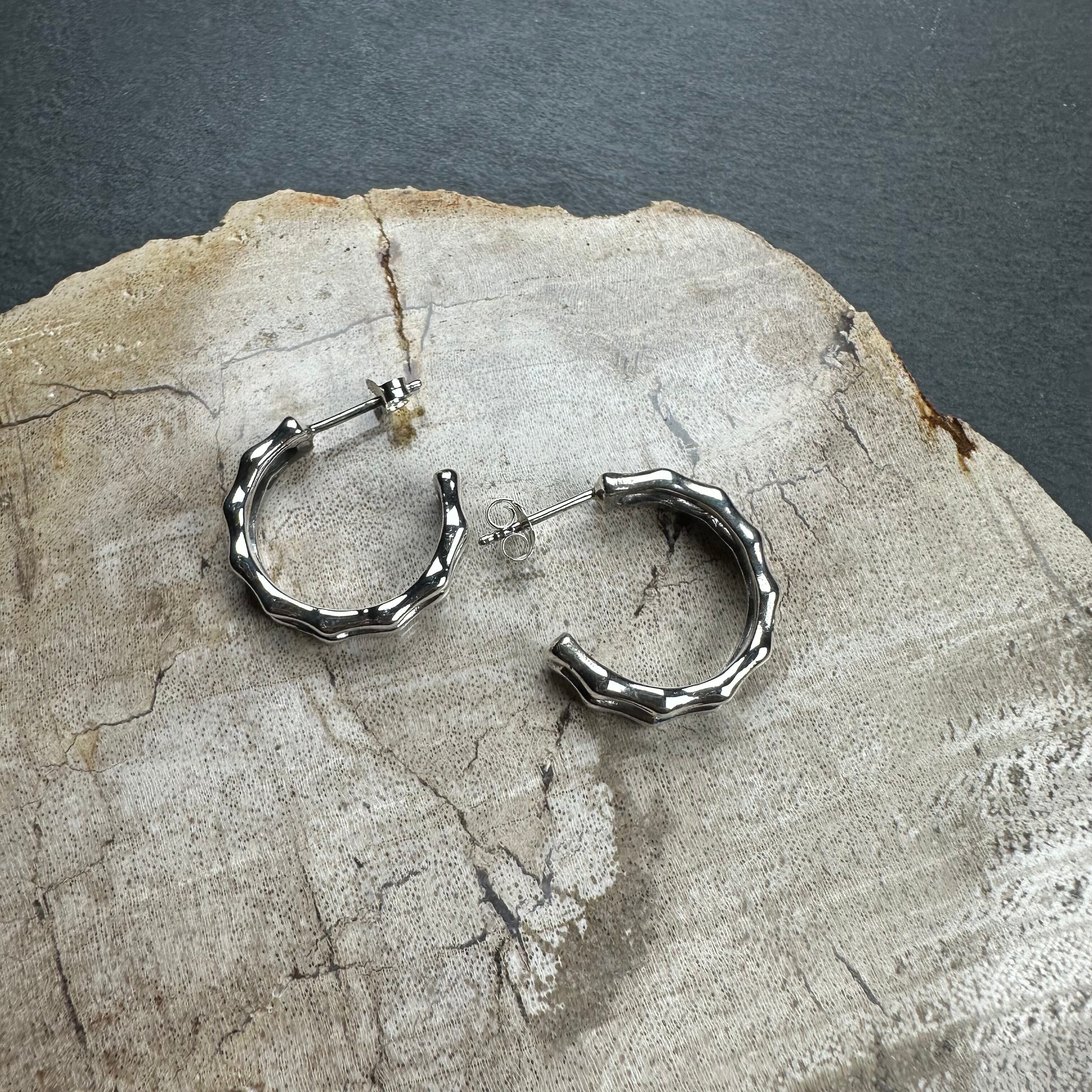 シルバー925silver ツインフープピアス/軽研磨仕上げ