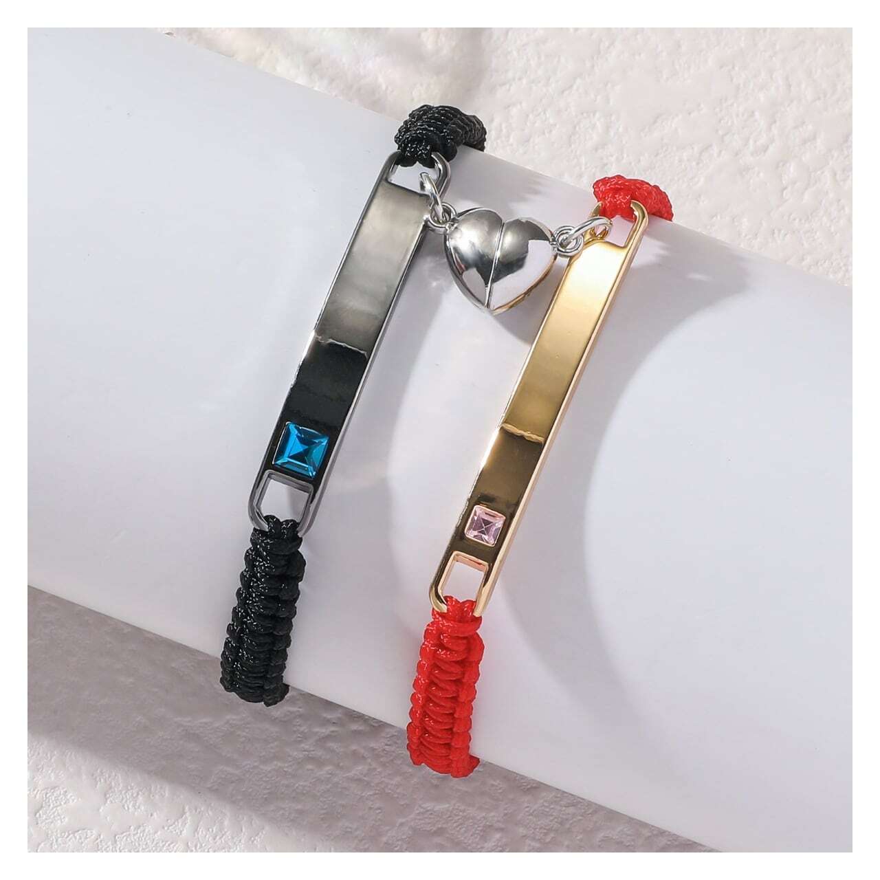HY 161 . カップルハートシンプルブレスレット｜名入れ対応