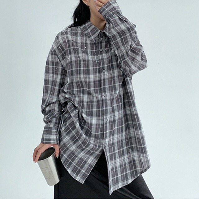 drop color checked shirt　ドロップカラーチェック柄シャツ　J1314