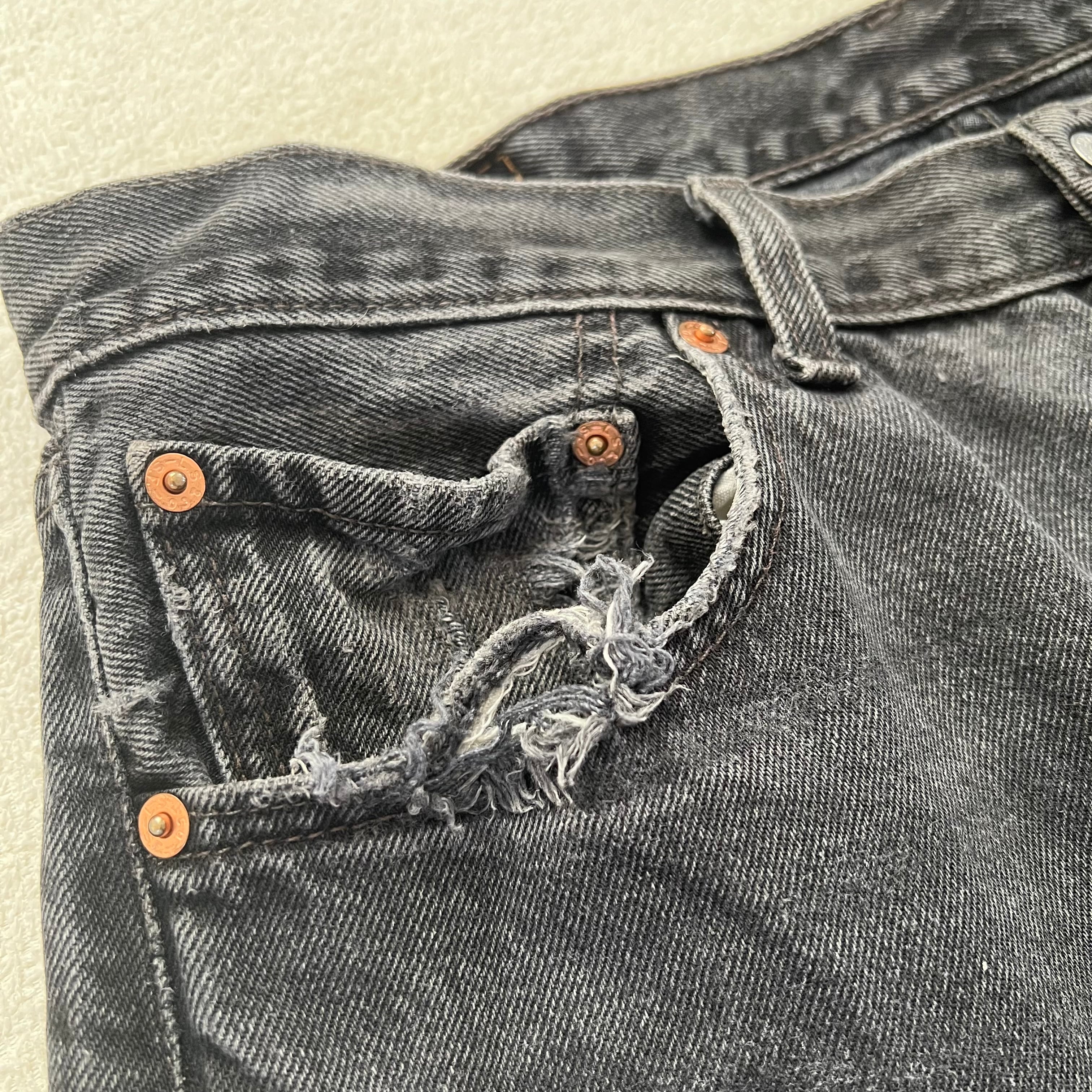 Levi's 501 USA製 W34 リーバイス ブラック デニム ダメージ