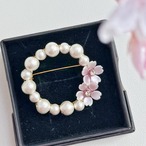 【お得なセット】パールと桜のブローチ&ピアスorイヤリング2点セット　ギフトボックス付き　サージカルステンレス