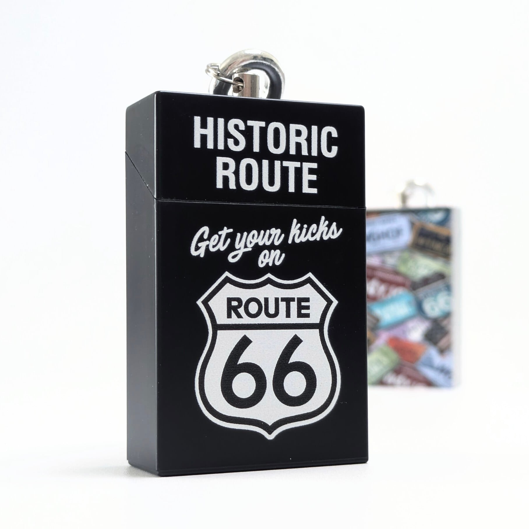 【 Route 66 ( ルート66 ) 】 Portable Ashtray / 携帯灰皿 / カラビナポータブルアシュトレイ　〚アメリカン雑貨 アメトイ〛