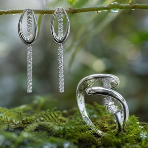 サンプル特価|SV キュービック ラインリング・ピアス