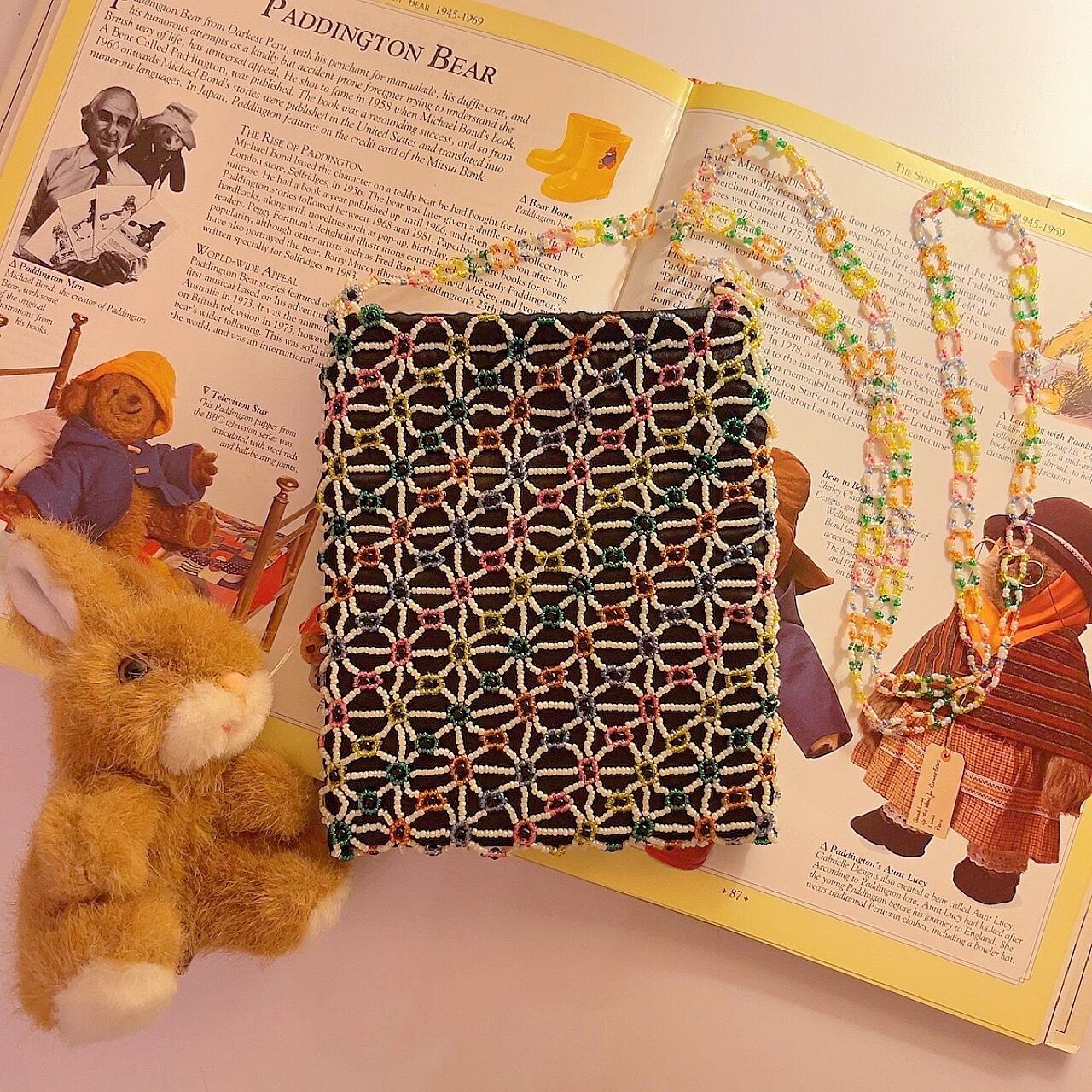 colorful mini beads shoulder bag