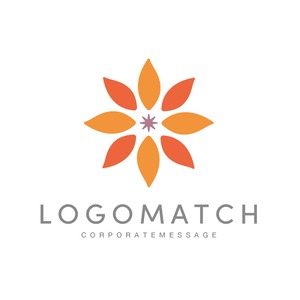 自然との共生と未来を照らす花のロゴ